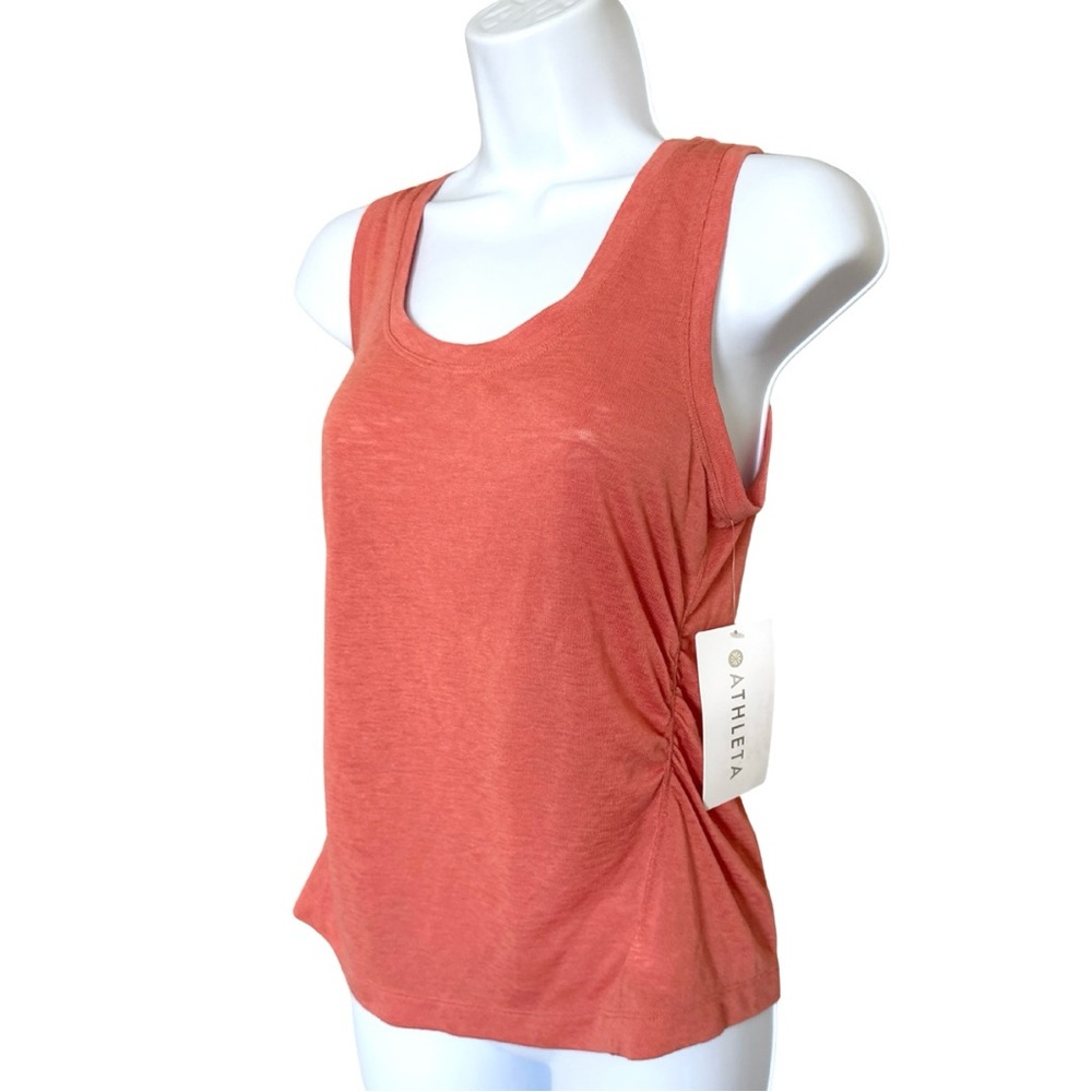 ATHLETA Women's Light Orange Breezy Ruched Tank. Size XS